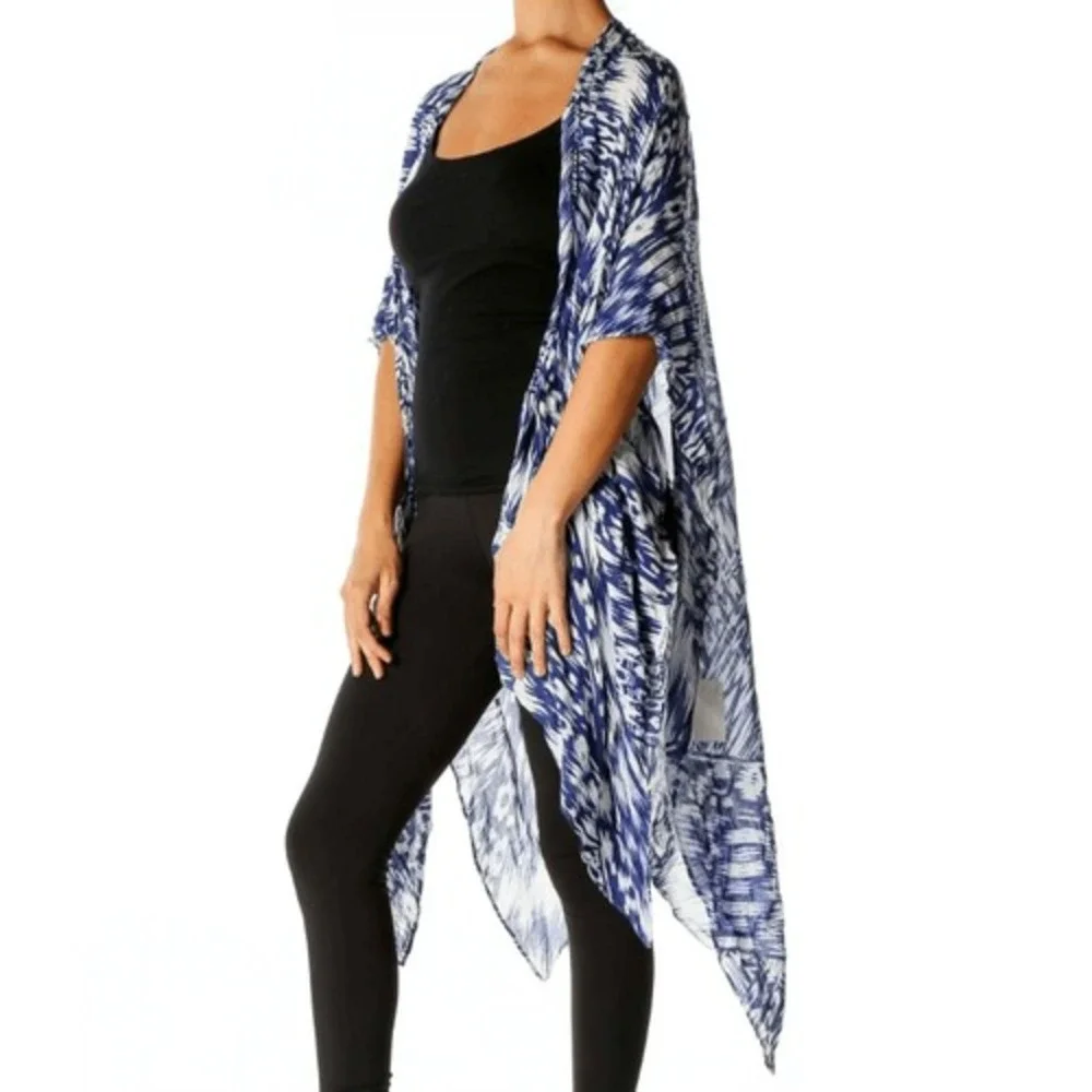 Michael Stars Blue and White‎ Printed Coverup Wrap